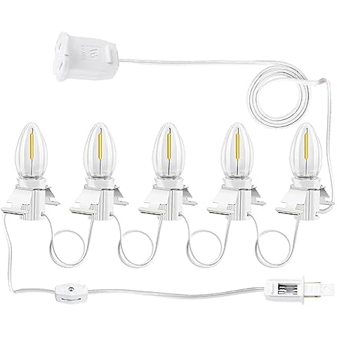 LaWana Christmas Village Lights with 5 LED Warm-White Bulb,Decoration for Christmas Village Houses,C7 Christmas Village Light Cord Cover