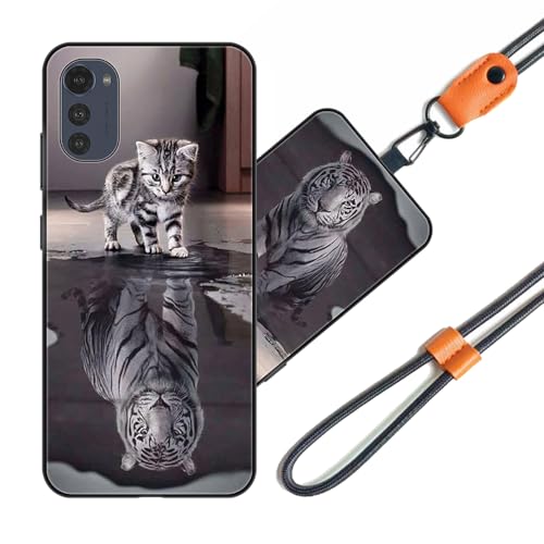 JEZSTHAI Patterned Case for Motorola Moto E32 Cover with Adjustable Neck Cord Strap,Soft Shockproof Protective Cover Case with Universal Phone Lanyard/Wrist Strap,Style*A05