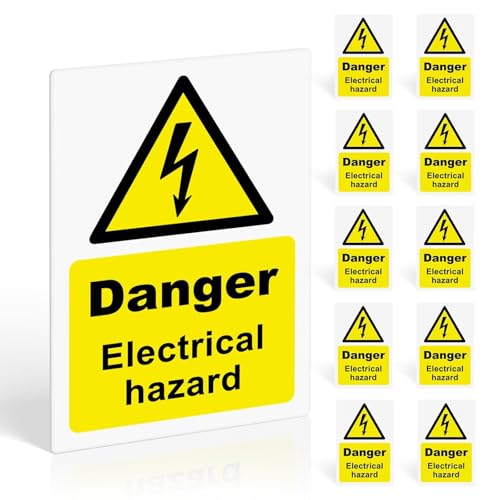 10Pcs Danger Electrical Hazard Stickers, 150x100mm Self-Adhesive Vinyl Sticker, Matte Finish, Safety Warning Signs for Electrical Areas