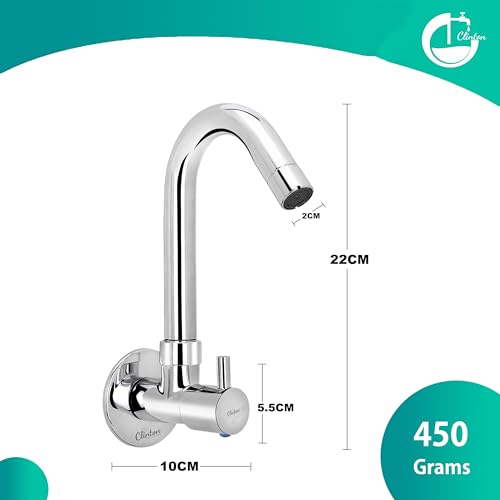 Image of CLINTON Kitchen Sink Cock with 360 Degree Swivel Spout | Sink Tap | Faucet | Tap for Sink (Turbo)