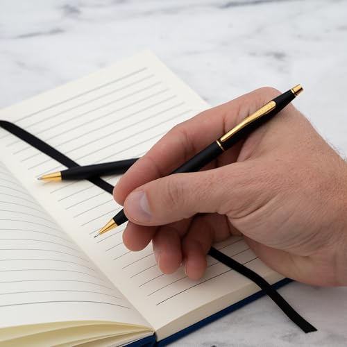 Cross Pen Set | Personalized Cross Classic Century Ballpoint Pen and 0.7mm Pencil Set. Matte Black Finish with Gold Trim. Iconic Cross Gift Set. - Thumbnail 2