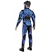 Disguise Halo Spartan Costume, Official Halo Blue Full Spartan Armor Muscle Jumpsuit and Mask, Kids Medium (7-8)