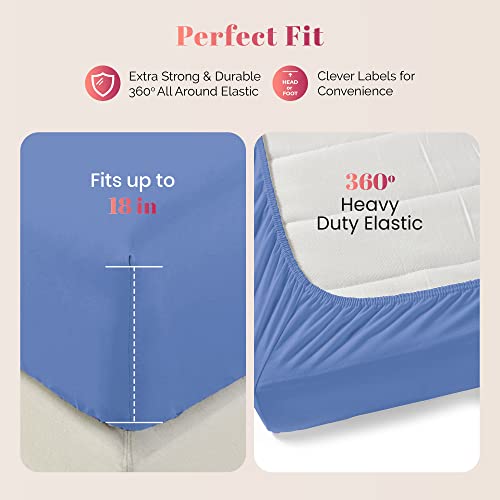Ashton Sheets AS-SS-1000TC-QUEEN-DEEPBLUE 100% Egyptian Cotton Sheets Queen Size - 1000 Thread Count 4 Pc Queen Sheet Set Egyptian Cotton, Sateen Luxury Sheets Queen Size, High Thread Count Sheets thumb #2