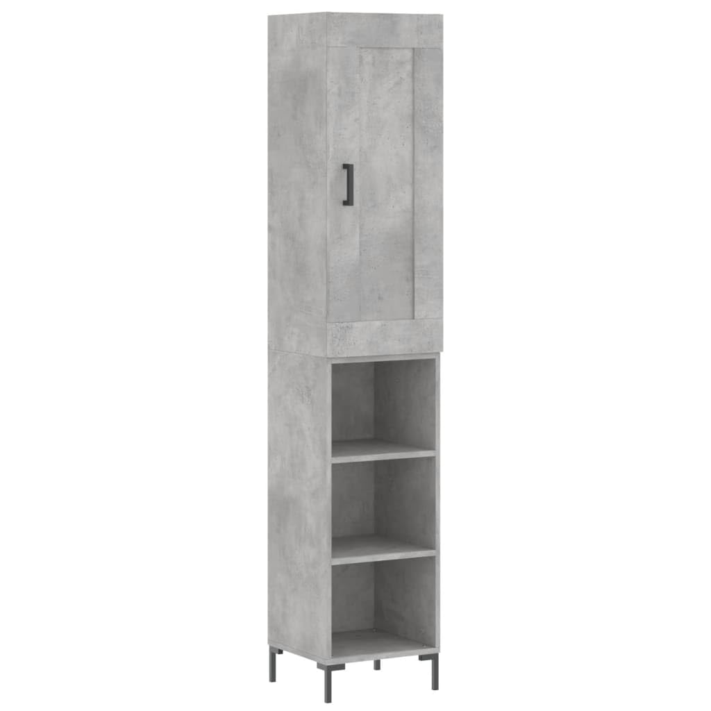 Highboard betonowy szary 34,5 x 34 x 180 cm materiał drewnopochodny
