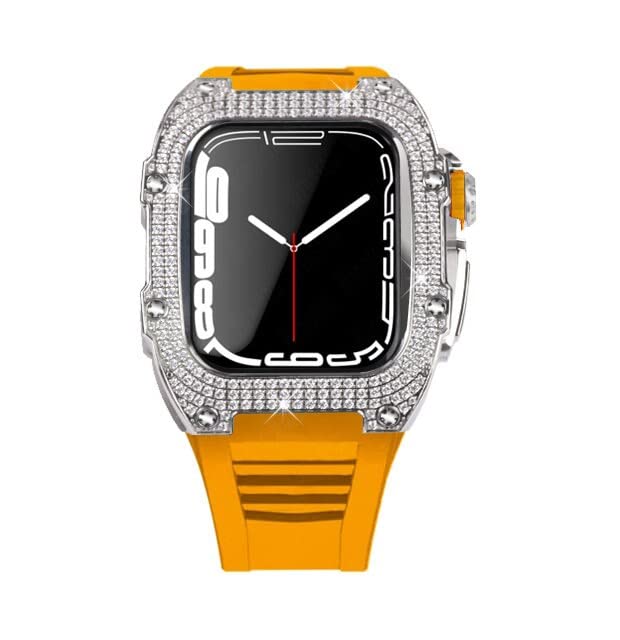 Bracelet caoutchouc Apple Watch 44 mm style diamant pour vos soirées