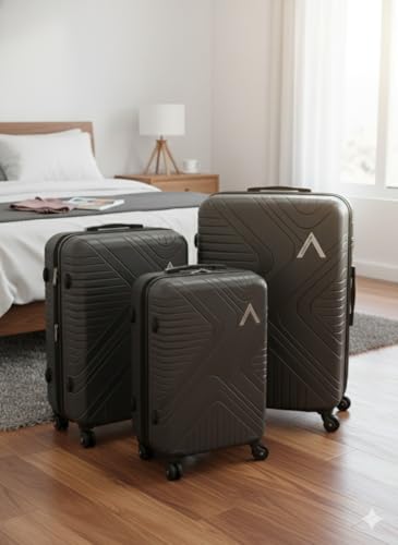 Image of VIP Aristocrat 55, 66 & 75 Cm Polyproplyene Hard-Sided 4 Wheels Spinner Luggage Set of 3 Trolley Bags for Travel with Combination Lock| 7 Years Warranty (Grey)