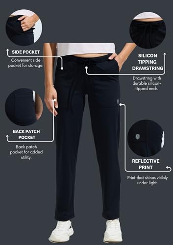 Image of DOMIN8 Women Functional Multi-Pocket Super Stretchable Wrinkle Resistant Track Pants with Elasticated Waistband & Drawstring | Sports Track Pant for Women|Moisture Wicking Lightweight Track Pant