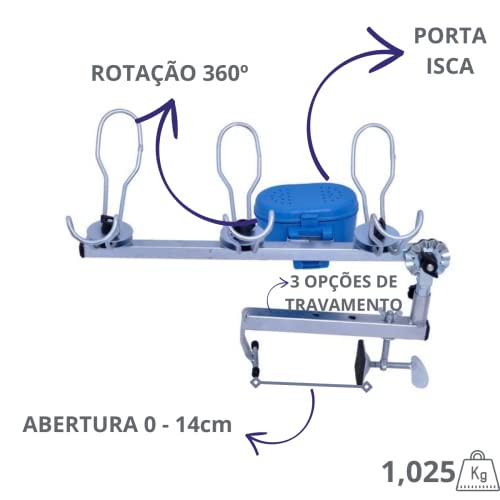 SUPORTE DE VARA PARA BORDA DE BARCO E LANCHA 03 VARA