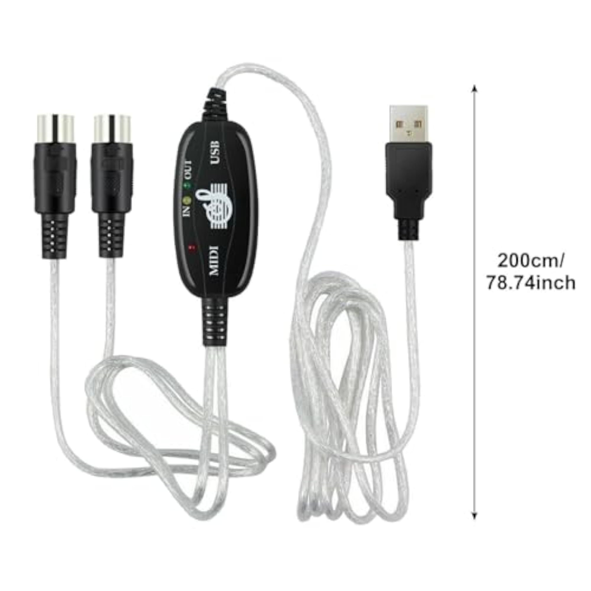 USB MIDI Interface Cable Converter for Music Keyboard