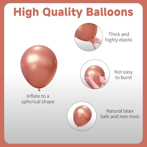 Image of Rose Gold Balloons Arch Kit,130pcs Pearl Metallic Rose Gold Balloon Garland,Different Sizes White and Gold Latex Balloons for Wedding Bridal Baby Shower Birthday Party Decorations for Women