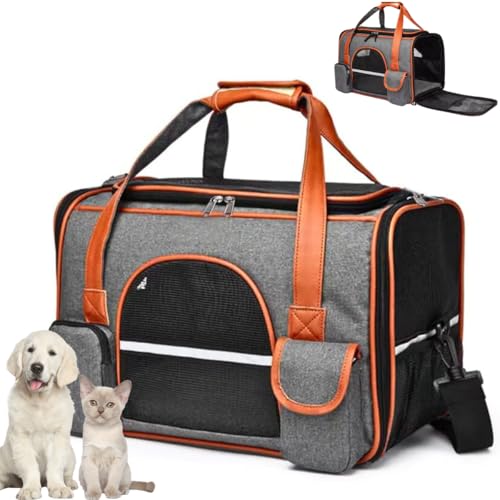 Bolsa De Transporte Viagem Avião Aérea Pet Luxo Em Couro 50x30x29 Para Cães Gatos