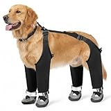 Xoeryoy Dog Boots with Suspenders, Waterproof Anti Dirt Dog Suspender Boots, Anti-Slip Adjustable Pants for Outdoor Walking & Paw Protectors, S