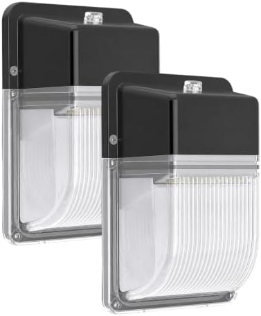 HYPERLITE LED Wall Pack Light: 30W 3600lm 5000K Daylight Outdoor Wall Lights with Dusk to Dawn Sensor - 120Vac IP65 Waterproof Outdoor Security Flood Lighting for Garage House Garden UL Listed 2 Pack