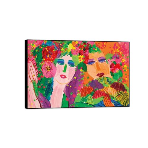 Tableau sur Toile Dimanche après-midi 2 Cadre Noir 30x45cm