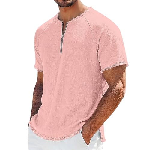 Polo homme manches courtes coton lin respirant pour gym et entraînement