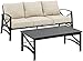 Crosley Furniture KO60029BZ-OL Kaplan Outdoor Metal 2-Piece Seating Set (Sofa, Coffee Table), Oiled Bronze with Oatmeal Cushions