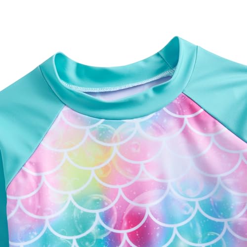Image of Funnycokid Girls Swimsuit 3 Pieces Long Sleeve Rash Guard Set Tankini Bathing Suits Summer Kids Swimwear 3-10 Years