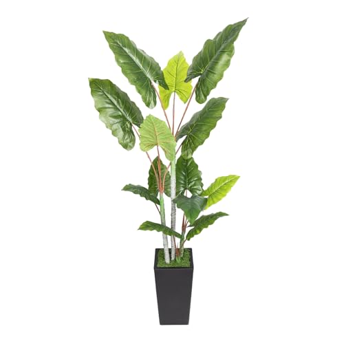 Artificial Plant Indoor 5.5FT - Fake Tree with Black Tall Planter - Faux Silk Plants Tall Fake Floor...