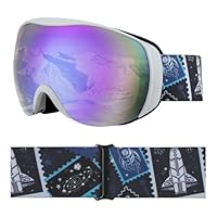 YooxArmor Kids Ski Goggles,Anti fog Snowboard Goggles with Double Lenses for Children 6-14 Years,100% UV 400 Protection for Boys Girls OTG Over Helmet Compatible