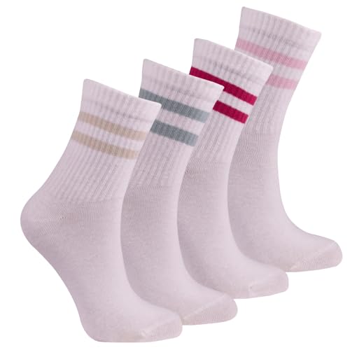 Petit Minou Pippa Teen Girls & Womens Seamless-Toe Turkish Cotton Crew Socks (4-Pack) (US Numeric 9 12 Regular Regular Glide)