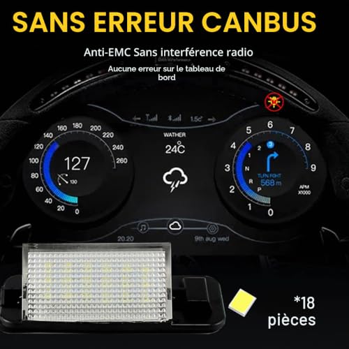 2 pièces sans Erreur Feux de Plaque d'immatriculation LED pour B/MW E36 318i 318is 318ti 325i M3,92-98, Lampe de Plaque d'immatriculation Blanche 18SMD – vue 6