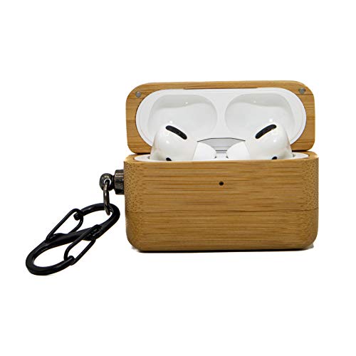 Natural Wood Airpods Case - Cover Case Protector Skin Compatible with AirPods Pro Wireless Charging Case Made of Unique Wood Accessories (AirPods Pro) (Bamboo)