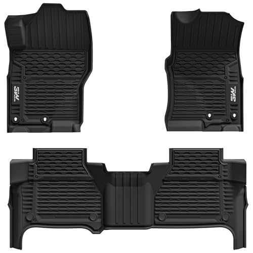 3W Floor Mats for Nissan Frontier 2026 2025-2022 Crew Cab(Not for 2nd with Under Seat Speaker), All Weather TPE Custom Fit Car Liner for Frontier Crew