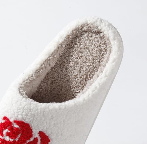 Slippers Women Fuzzy Valentines House Rose Heart Bedroom Platform Fleece Slipper Indoor Couple Warm Cozy Winter Home Non Slip Wool Lined Shoes2