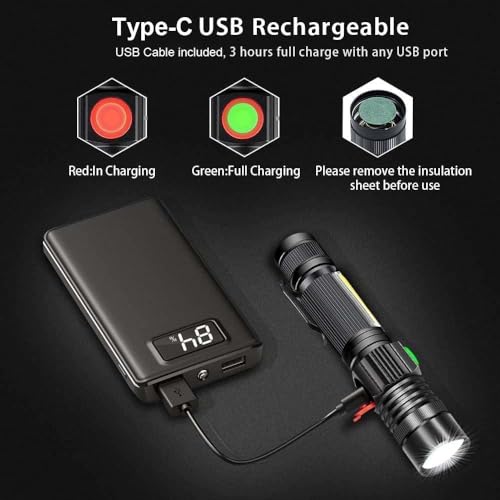 Hoxida Flashlight USB Rechargeable,LED Magnetic with COB Sidelight 2PCS by Hoxida - Used condition - Image 3