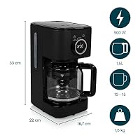 Princess Edelstahl Kaffeemaschine in Schwarz, 1,5 L Kapazität für 10 bis 15 Tassen, Digitale Zeitschaltuhr, Tropfstopp, Automatische Abschaltung, Leicht zu Reinigen, 01.246060.01.001 – Ansicht 2