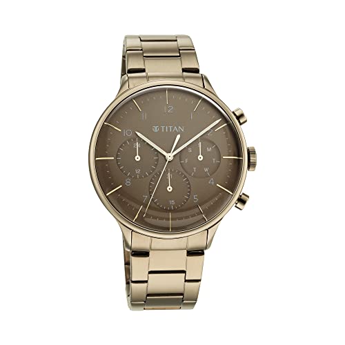 Titan Mens Analog Brown Dial Brown Band Stainless Steel Watch - Image 2