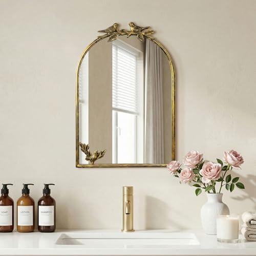 Oujchenghome Antique Baroque Vintage Vanity Mirror 22x15Inch, Gold with Ornate