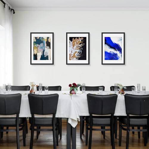 Picrit 14x20 Picture Frame 3 Pack, Black Poster Frame, Display Poster 12 x 16 with Mat or 14 x 20 without Mat for Horizontal or Vertical Wall Mounting