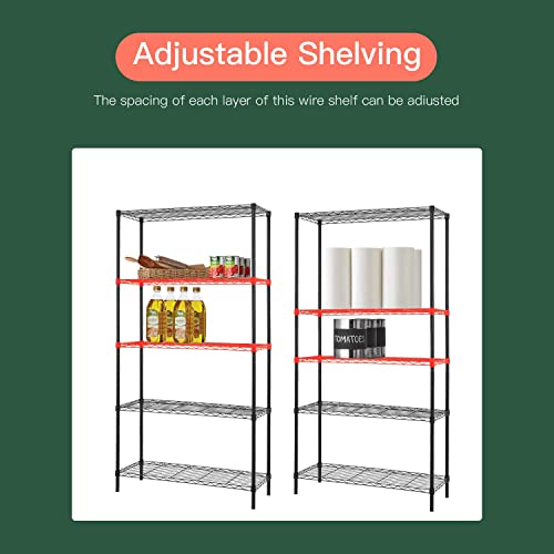 14" D×36" W×72" H Wire Shelving Unit Commercial Metal Shelf With 5 Tier Adjustable Layer Rack Strong Steel For Restaurant , Pantry, Kitchen Garage，Black #TOP3