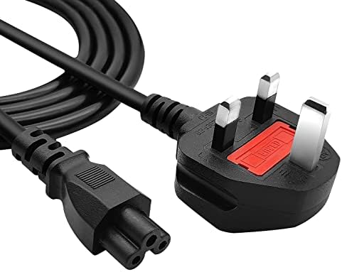 GwcLy C5 Cloverleaf Connection Power Supply Adapter Cord Mains Cable Lead UK Plug for Laptop Acer Dell HP Compaq Sony Toshiba Vaio Delta etc 1.8M Long 3 pin Connector Power Cord