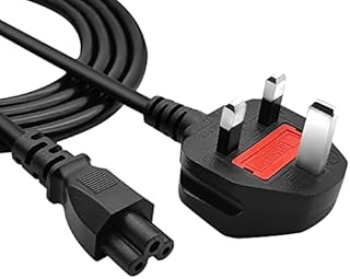 GwcLy C5 Cloverleaf Connection Power Supply Adapter Cord Mains Cable Lead UK Plug for Laptop Acer Dell HP Compaq Sony Toshiba Vaio Delta etc 1.8M Long 3 pin Connector Power Cord