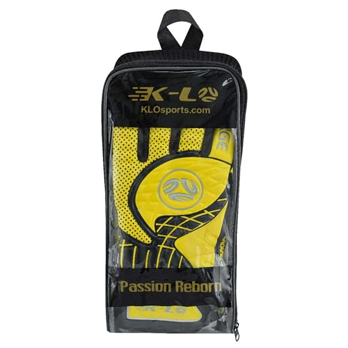 K-LO Goalkeeper Gloves: Savage Rise Soccer Goalie Gloves - Yellow Size 8 (Unisex, Youth, Kids & Adult) - Fingersaves for Protection | Strong Grip Palm