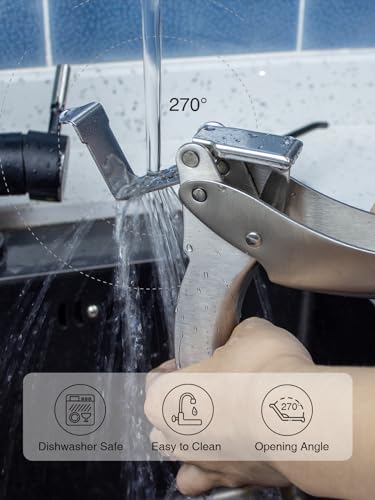 SimCoker Premium Garlic Press, Heavy Duty Garlic Press,Professional Garlic Mincer, No Need To Peel, Easy to Clean, Ergonomic Handle,304 Stainless Steel, Garlic Crusher 5 Year Warranty