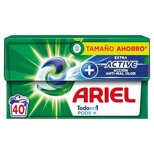 ARIEL PODS Todo en 1 Detergente Lavadora Liquido en Capsulas/Pastillas, 40 Lavados, Jabon Limpieza Profunda, Mas Defensa Activa Contra el Olor