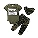 Rehomy Ensemble de 3 vêtements d'été pour bébé garçon avec barboteuse et pantalon camouflage - Vert - 18 mois