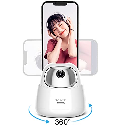 hohem Go 自動追跡ホルダー 自撮り雲台 360°回転顔追跡ホルダー 手のポーズでコントロール AppとBluetooth不要 USB充電式2000mAh大容量バッテリー 1/4ネジ穴 スマホ/タブレット対応 AI自動追跡電話ホルダー セルフィー/Vlog/生放送/会議/ビデオ通話に最適 白