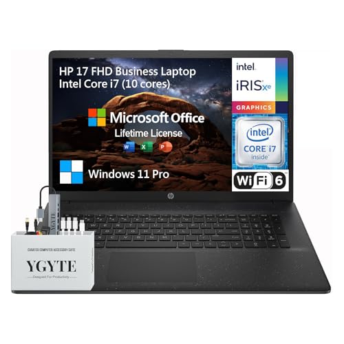 HP 17 ノートパソコン 17.3インチ FHD ビジネス ノートパソコン Intel Core i7 (10コア) 64GB RAM 2TB SSD + 512GB ドッキングセット Windows 11 Pro Lifetime Microsoft