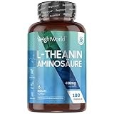 L-Theanin Aminosäure 400mg - 180 vegane Kapseln für 6 Monate Vorrat - Hergestellt ohne Gentechnik & ohne Magnesiumstearat - Glutenfrei & Natürliche Inhaltsstoffe - Amino Acid L-Theanine - WeightWorld