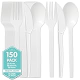 【Größen】- Plastiklöffel: Länge: 16.3cm, Breite: 3.5cm. Plastikgabeln: Länge: 17cm, Breite: 2.7cm. Plastik Messer: Länge: 16.8cm, Breite: 2cm. Großformat, Verlängerter Griff für einfache Handhabung.