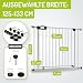 BOMI TÜV GS Siegel Hunde Türschutzgitter Merle | Zum Klemmen | Schließt automatisch | Hundetürschutzgitter und Baby Absperrgitter Weiss | Schutzgitter Tür zum Klemmen | Breite: 125-133 cm