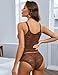 Avidlove Pajama Set for Women Floral Lace Lingerie Set Sheer Sleepwear Shorts PJ Set (Brown, XX-Large)