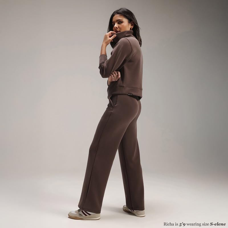 Image of BlissClub Womens BareButter Straight Pants, High Rise, Straight fit,Pockets, Comfortable Waistband,Regular Variant Below 5'4