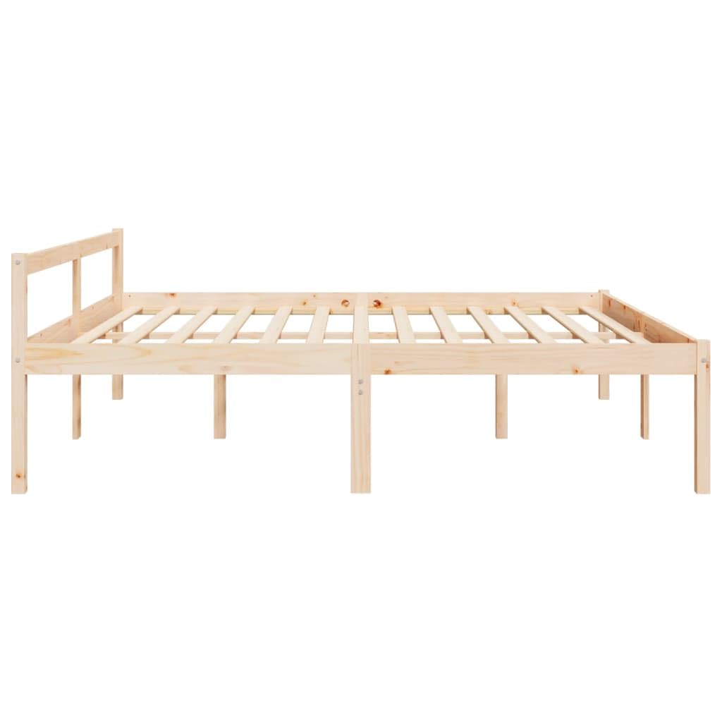 Seniorenbett 200x200 cm aus Kiefer-Massivholz - Hohes Doppelbett mit Kopfteil, Massivholzbett Seniorengerecht mit 45 cm Sitzhöhe, Stabiler Bettrahmen für Schlafzimmer