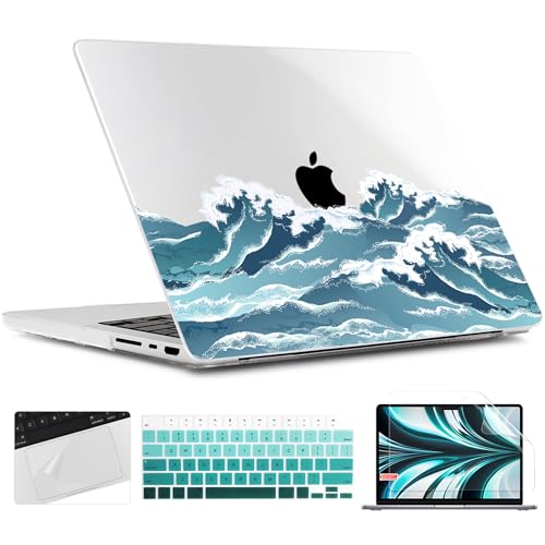 TWOLSKOO Transparent Print Hard Shell Case for 2021 MacBook Pro Model A2485- 16in, Ocean