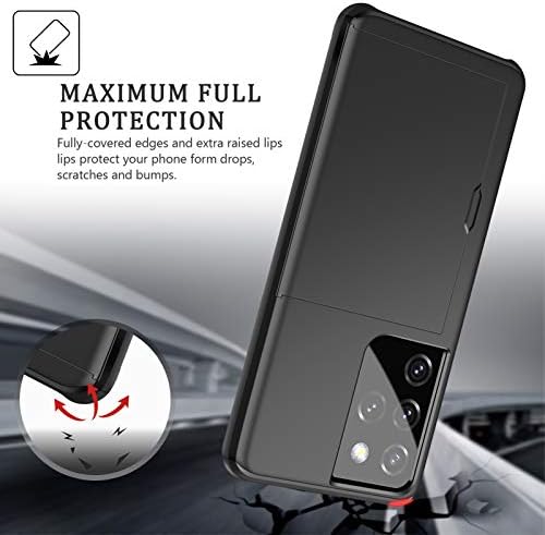 Coolden Compatible with Samsung S21 Ultra Case Wallet Case Shockproof Protective Case Rubber Bumper Phone Case Card Holder Slot Wallet Case Cover Compatible with Samsung Galaxy S21 Ultra (Black)